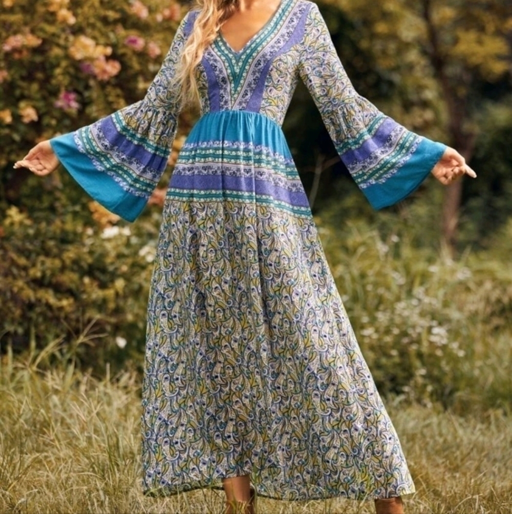 Western/ Gypsy Paisley Maxi Dress
